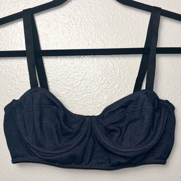 Sparkle & Fade Bralette Women's Large Pull On Denim Blue/Black Urban Outfitters - Picture 5 of 16